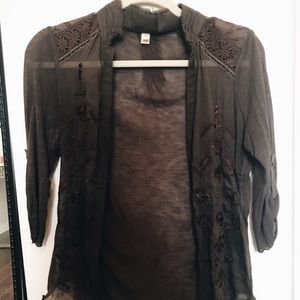 Brown button down shirt